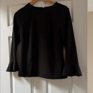 Ann Taylor Black Flared Sleeve Blouse